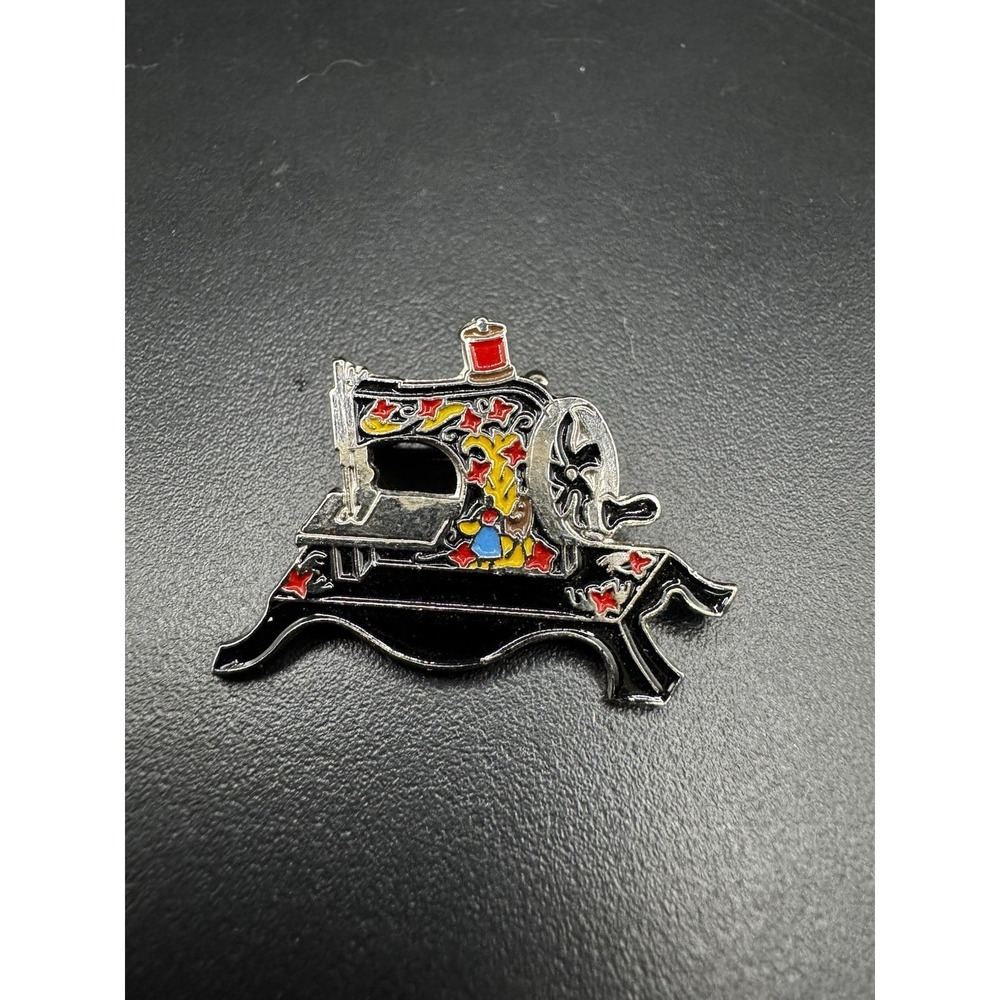 Enamel Clotilde #3 Toy 1910 Sewing Machine Pin Metal Collectible Quilters Crafts